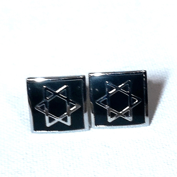 NEW Cufflinks: "Star of David". Christianity. Judaism. Silver-Tone, Bullet Back. - Picture 3 of 3